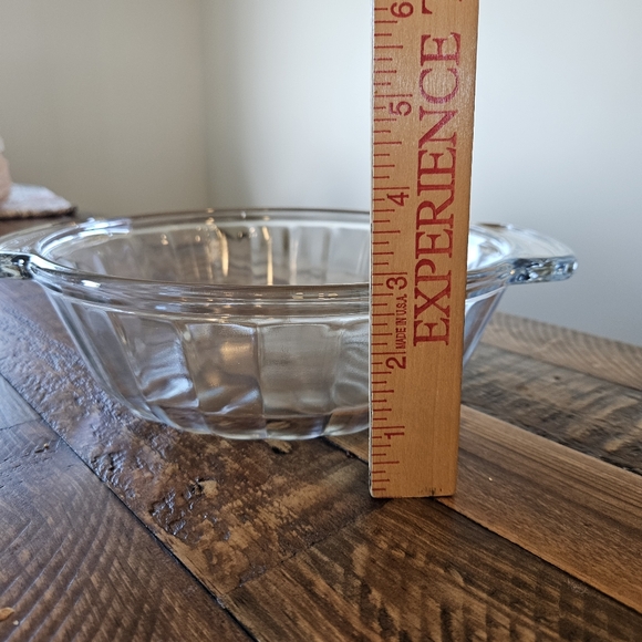 Vtg 1.5 Qt Heavy Ribbed Clear Glass Casserole Baking Dish with Lid And Handles - Picture 11 of 11